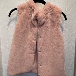 Blush pink faux fur fluffy vest